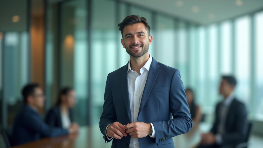 Startup founder pitching business idea to group of angel investors in modern meeting room with whiteboards